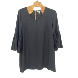 Masseys Black‎ Cocktail Dress Size 24W Pleated Bell Sleeves